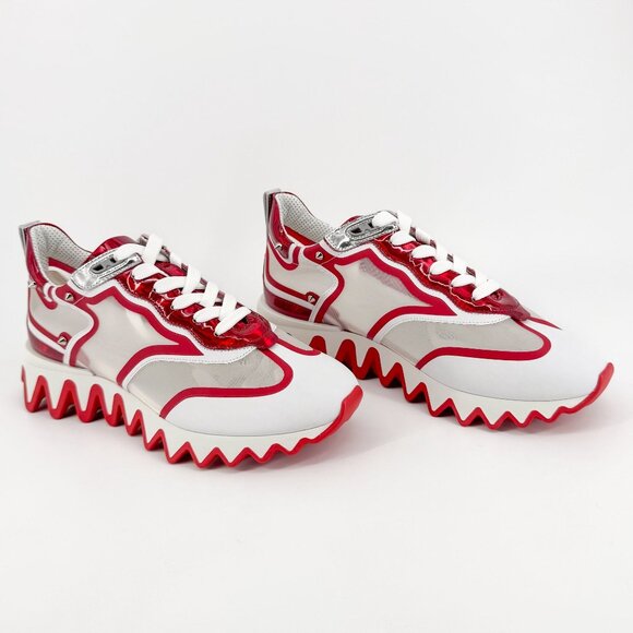 Christian Louboutin Sharkina White Mesh Red Sneakers Size 40 US 10 Women's 6917 - Picture 1 of 15